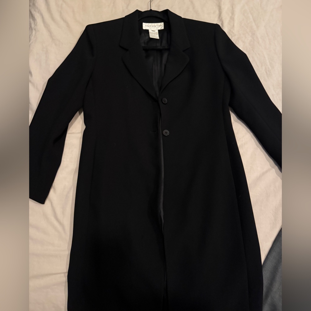 Jones New York Black Single-Breasted Blazer Long Jacket